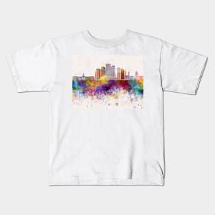 Denver V2 skyline in watercolor background Kids T-Shirt